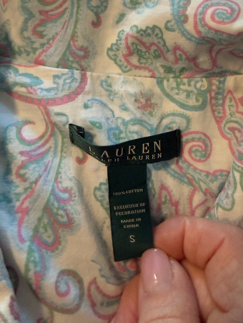 Lauren Ralph Lauren Paisley Nightshirt Small Cotton Button Front Sleep Shirt - Picture 5 of 5